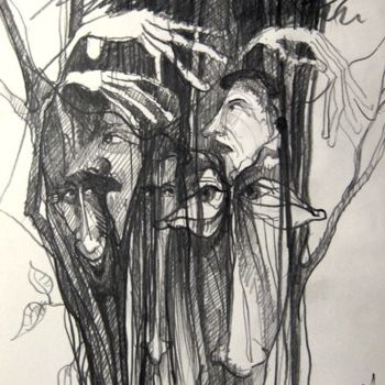 Disegno intitolato "There was a tree...…" da Krzysztof Lozowski, Opera d'arte originale