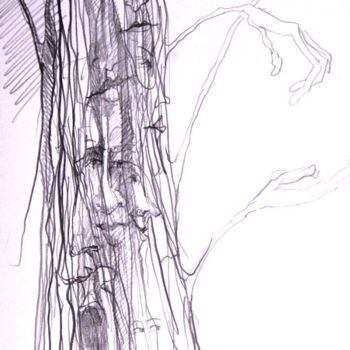 Tekening getiteld "There was a tree...…" door Krzysztof Lozowski, Origineel Kunstwerk