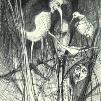 Drawing titled "Ptaki pokraki VI /…" by Krzysztof Lozowski, Original Artwork