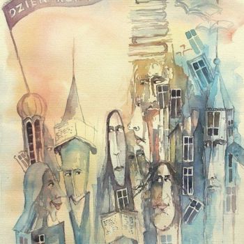 Malarstwo zatytułowany „Dzień Książki w Mie…” autorstwa Krzysztof Lozowski, Oryginalna praca