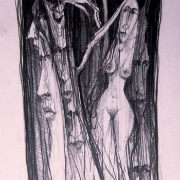 Zeichnungen mit dem Titel "Było sobie drzewo I" von Krzysztof Lozowski, Original-Kunstwerk