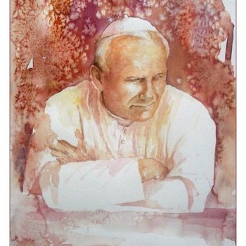 Peinture intitulée "Jan Paweł II" par Krzysztof Lozowski, Œuvre d'art originale, Huile
