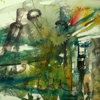 Pintura intitulada "Duszki" por Krzysztof Lozowski, Obras de arte originais