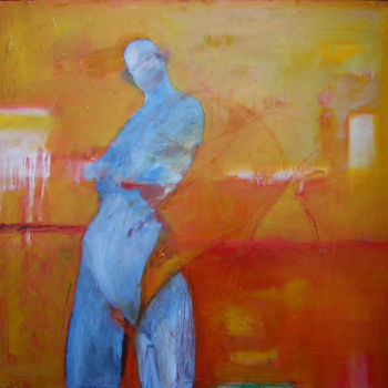 Картина под названием "Blue sf" - Krzysztof Gajewski, Подлинное произведение искусства, Масло
