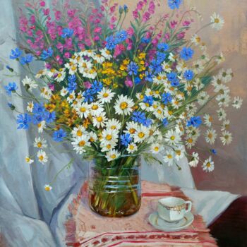 Painting titled "Flowers" by Ksandro, Original Artwork, Oil