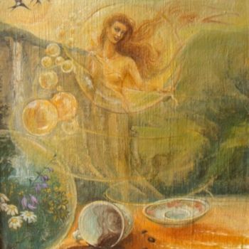 Schilderij getiteld "Золотая вода" door Ksandro, Origineel Kunstwerk, Olie