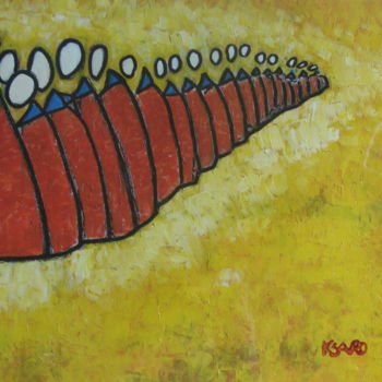 Painting titled "PROCESSIONE GIALLO" by Ksaro, Original Artwork, Oil