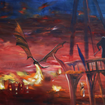 Картина под названием "Dragon Smaug large…" - Ksavera, Подлинное произведение искусства, Акрил