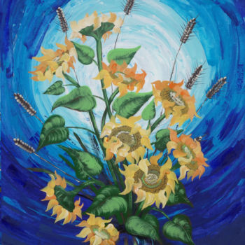 Painting titled "Blue still life wit…" by Ksavera, Original Artwork, Acrylic