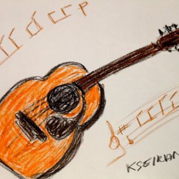 Painting titled "Guitare classique" by Kseiran, Original Artwork, Oil