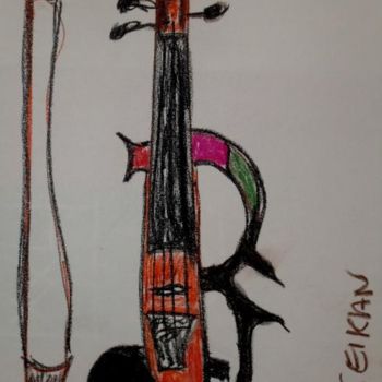 Ζωγραφική με τίτλο "violon" από Kseiran, Αυθεντικά έργα τέχνης, Λάδι