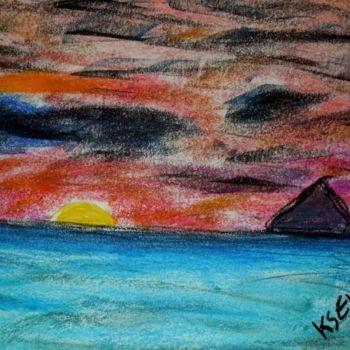 Painting titled "Coucher de soleil s…" by Kseiran, Original Artwork, Oil