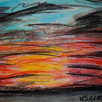 Painting titled "Coucher de soleil s…" by Kseiran, Original Artwork, Oil