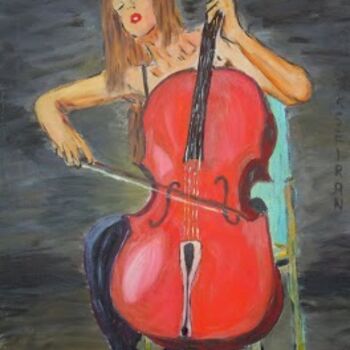 Schilderij getiteld "La musicienne" door Kseiran, Origineel Kunstwerk, Olie