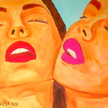 Painting titled "Les Amoureux" by Kseiran, Original Artwork, Oil