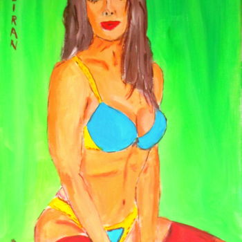 Painting titled "moitié nue" by Kseiran, Original Artwork, Oil
