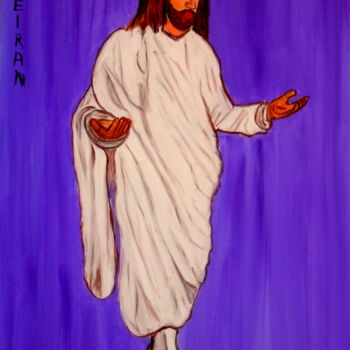 Painting titled "JESUS notre sauveur" by Kseiran, Original Artwork, Oil