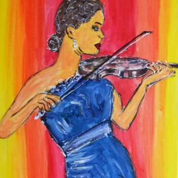 Schilderij getiteld "la musicienne" door Kseiran, Origineel Kunstwerk, Acryl