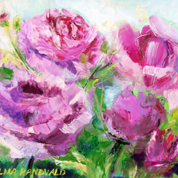 Painting titled "Pink delicate damas…" by Kselma Randvald, Original Artwork, Oil