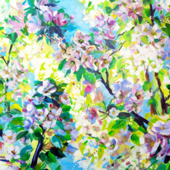 Peinture intitulée "Blooming apple tree" par Kselma Randvald, Œuvre d'art originale, Acrylique
