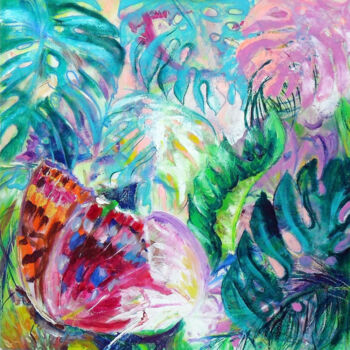 Pittura intitolato "Exotic Butterflies…" da Kselma Randvald, Opera d'arte originale, Olio