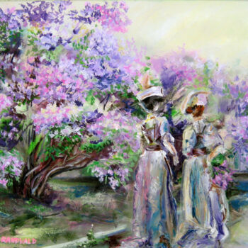 Painting titled "Ladies in the Lilac…" by Kselma Randvald, Original Artwork, Oil