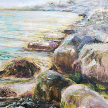 Painting titled "Tranquil Shores: St…" by Kselma Randvald, Original Artwork, Oil