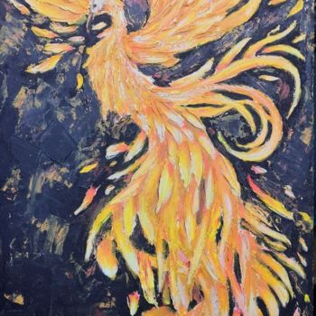 Картина под названием "Феникс" - Ксения Михеева, Подлинное произведение искусства, Акрил