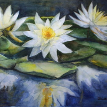 Peinture intitulée "Mystery lotus flowe…" par Ksana Kuznezova, Œuvre d'art originale, Aquarelle