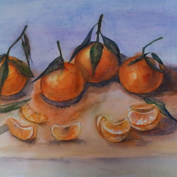 Painting titled "Mandarins" by Ksana Kuznezova, Original Artwork, Watercolor