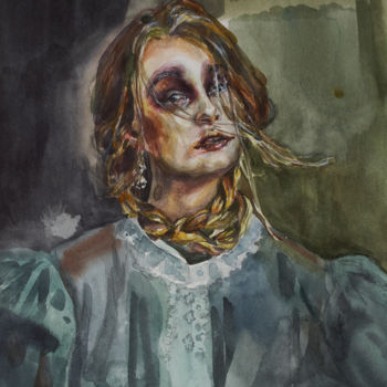 Картина под названием "Изнеможение" - Ксения Багрий, Подлинное произведение искусства, Акварель Установлен на Деревянная рам…