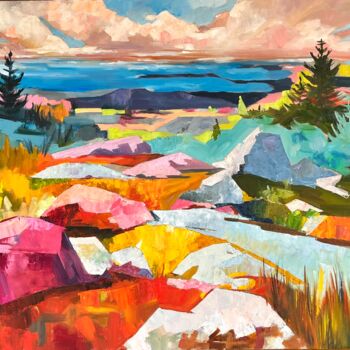 Картина под названием "Горы в красках" - Ксения Кузнецова, Подлинное произведение искусства, Масло Установлен на Деревянная…