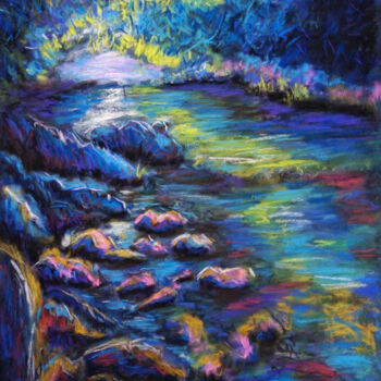 Painting titled "The Inner river, Pa…" by Ksenia Tsyganyuk, Original Artwork, Pastel Mounted on Other rigid panel