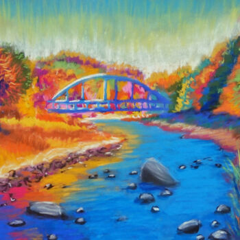 Peinture intitulée "Woodstock bridge" par Ksenia Tsyganyuk, Œuvre d'art originale, Pastel