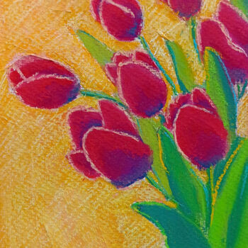 Pintura titulada "Spring tulips. Past…" por Ksenia Tsyganyuk, Obra de arte original, Pastel Montado en Otro panel rígido