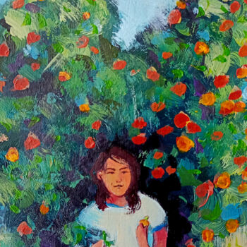 「Orange grove. Summe…」というタイトルの絵画 Ksenia Tsyganyukによって, オリジナルのアートワーク, アクリル