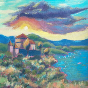 Painting titled "Singing sky. Italy…" by Ksenia Tsyganyuk, Original Artwork, Acrylic