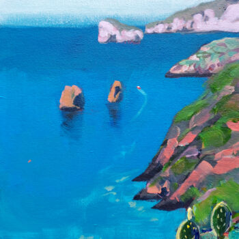 Schilderij getiteld "Day in Italy. Coast…" door Ksenia Tsyganyuk, Origineel Kunstwerk, Acryl