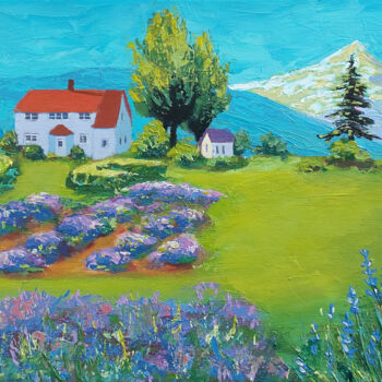 Painting titled "Lavender dream. Flo…" by Ksenia Tsyganyuk, Original Artwork, Acrylic Mounted on Wood Stretcher frame