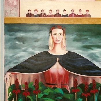 Malerei mit dem Titel "La fausse tentation" von Ksenia Milicevic, Original-Kunstwerk, Öl Auf Keilrahmen aus Holz montiert