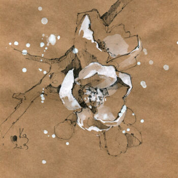 Drawing titled ""Blossoming twig"" by Ksenia Selianko, Original Artwork, Pencil