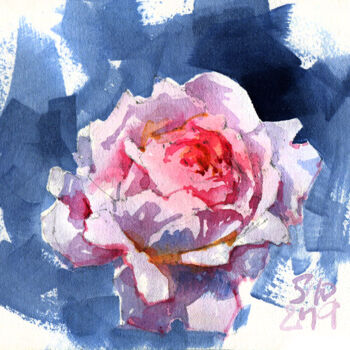 Peinture intitulée ""Space rose"" par Ksenia Selianko, Œuvre d'art originale, Aquarelle