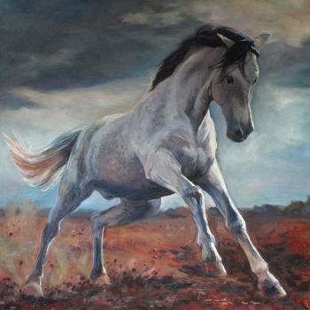 Peinture intitulée "STEED I. ANIMALISTI…" par Ksenia Shilova, Œuvre d'art originale, Huile