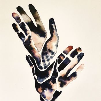 Dessin intitulée "Hold my hand" par Ksenia Lisitsyna, Œuvre d'art originale, Aquarelle