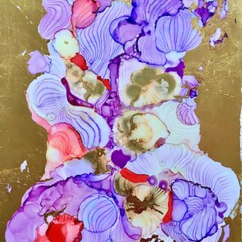 Drawing titled "Violet and Gold" by Ksenia Lisitsyna, Original Artwork, Ink