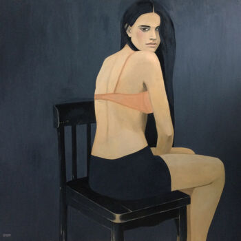 제목이 "Девочка на стуле. П…"인 미술작품 Ксения Берестова로, 원작, 기름 나무 들것 프레임에 장착됨