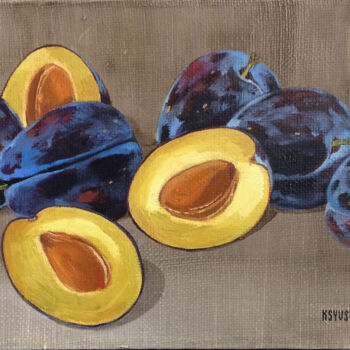 Peinture intitulée "Plum" par Kseniia Berestova, Œuvre d'art originale, Huile Monté sur Châssis en bois