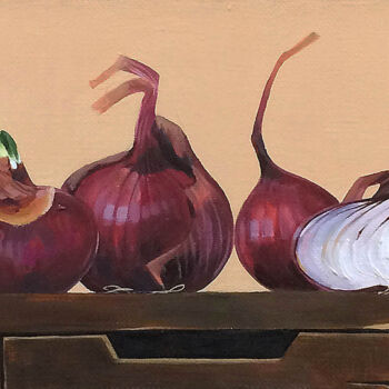 Картина под названием "Red onion" - Ксения Берестова, Подлинное произведение искусства, Масло Установлен на Деревянная рама…