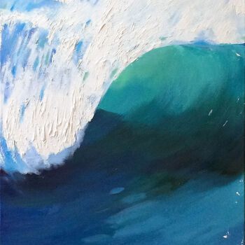 Painting titled "The wave is calling" by Kseniia Berestova, Original Artwork, Oil