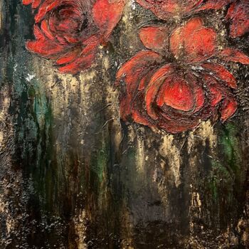 Peinture intitulée "Red Peonies" par Kseniia Eliseeva, Œuvre d'art originale, Acrylique